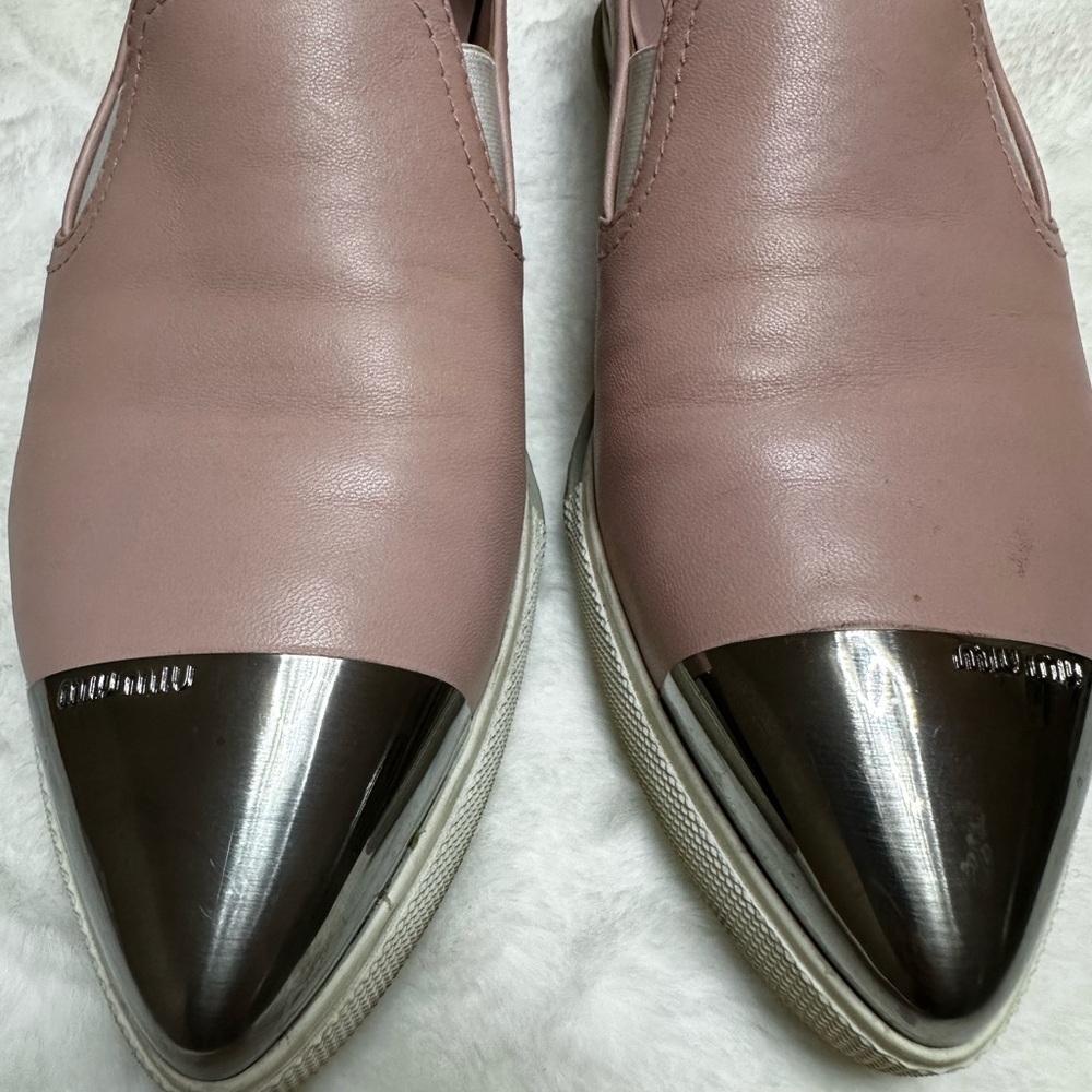 Miu Miu Blush Leather Loafers with Silver Toe-used - Picture 4 of 14